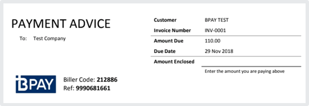 BPAY on Xero invoice